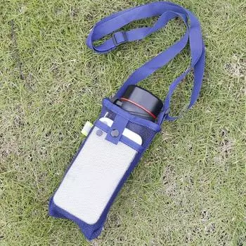 Сумка для бутылки с водой с сетчатым ремнем Держатель для бутылки с водой Сумка через плечо Регулируемая сумка для бутылки с водой для прогулок Спортивные пешие прогулки Кемпинг небесно-голубой