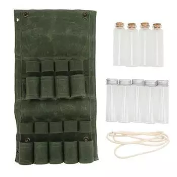 Сумка для бутылок, складная, переносная, сумка для хранения приправ с 9 бутылками для кемпинга, барбекю, пикника, зеленого цвета Green