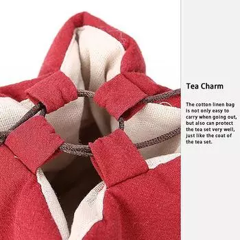 Сумка для чайного сервиза из хлопка и льна, тканевая сумка для чайной чашки, дорожный портативный чайный сервиз, ударопрочная, противоударная, утолщенная сумка для хранения