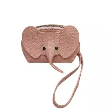 Сумка для денег из искусственной кожи со слоном, женский кошелек для монет с кольцом для ключей, многофункциональные сумки для хранения на молнии, чехол для ключей 1