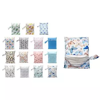 Сумка для детских подгузников с мультяшным принтом, водонепроницаемая, влажная, сухая, на молнии, сумка большой емкости для коляски и путешествий, прочная 5