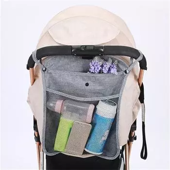Сумка для детской коляски Подвесные сетчатые сумки Портативный большой емкости Карман для хранения детских товаров Органайзер Аксессуары для колясок