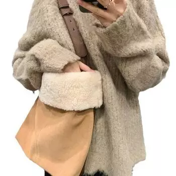 Сумка для девочек 2024 года, зимняя новая фея, мохнатая сумка, сложенная сумка-облако, мохнатая ручная сумка, маленькая сумка через плечо коричневый