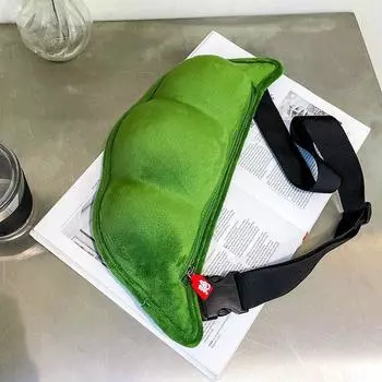 Сумка для девочек, большая вместимость, мягкая, симпатичная, плюшевая, сумка на плечо, милая, студенческая, сумка-эдамаме, сумка на грудь, сумка-горох зелёный