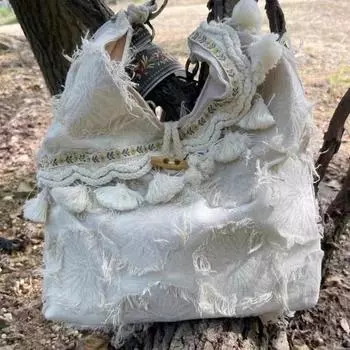 Сумка для девочек Harajuku Fashion Tassel RUFFLES Разноцветные кошельки и сумки Сумка через плечо Возвращение к природе