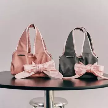 Сумка для девочек из нейлона с бантом на плече, сумка через плечо, модная милая женская сумка