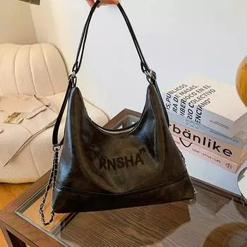 Сумка для девочек, модная сумка через плечо на одно плечо, 2024, осенний новый нишевый дизайн, многоцелевой повседневный рюкзак Tide чёрный