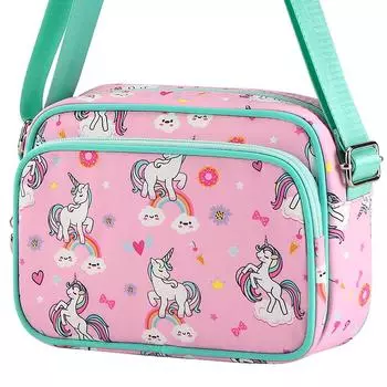 Сумка для девочек-студенток с принтом единорога, сумка через плечо для школы розовый