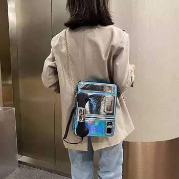 Сумка для девочек, забавная, из искусственной кожи, ведро, телефон, цепочки, модная сумка через плечо, сумки Pures и сумки через плечо, женская сумка в Корейском стиле