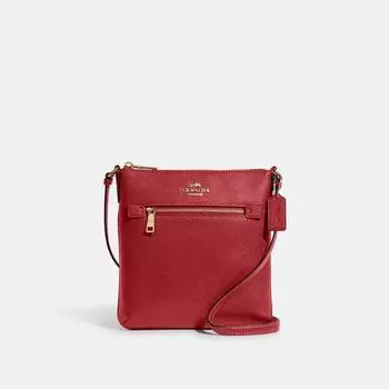 Сумка для документов Coach Mini Rowan золотистая 1941 красная