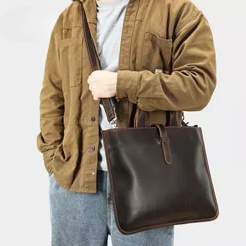 Сумка для документов, мужская сумка из натуральной кожи, сумка через плечо на одно плечо, деловая сумка из натуральной коровьей кожи 13 Inch