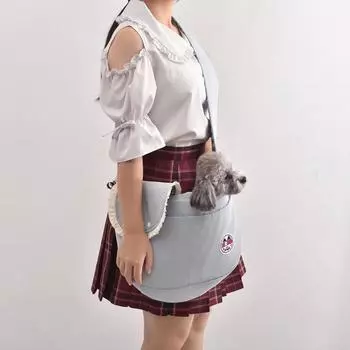 Сумка для домашних животных для собак, сумка через плечо, переносная сумка для путешествий на открытом воздухе, карманная сумка с кружевом, удобные переноски для кошек, принадлежности для переноски щенков M For Pet Less 4kg синий