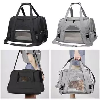 Сумка для домашних животных, складной рюкзак для щенков и кошек, товары для путешествий на открытом воздухе, для собак и кошек, мягкая сумка-переноска для домашних животных с защитными молниями Grey
