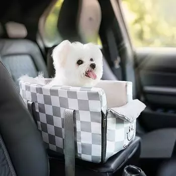Сумка для домашних животных в машину для прогулок Модная клетчатая сумка для собак с центральным управлением для собак, автокресло для кошек, сумка для собак