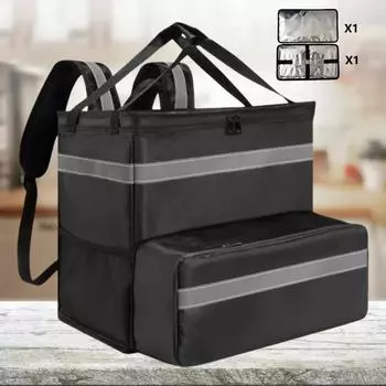 Сумка для доставки пиццы с двумя плечами, переносная сумка для доставки, большая вместимость, утолщенная изоляционная сумка