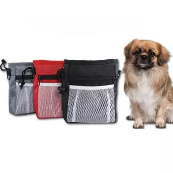 Сумка для дрессировки лакомств для собак Легко переносит игрушки для домашних животных Лакомства для кормов Встроенный диспенсер для мешка с какашками 3 способа ношения 3 цвета 15*18*6cm чёрный