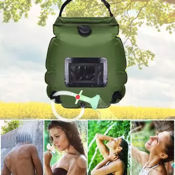 Сумка для душа на солнечной батарее, 20 л, портативная сумка для душа с солнечным подогревом для кемпинга, пешего туризма, путешествий, пляжа серый