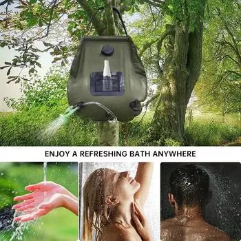 Сумка для душа на солнечной батарее для кемпинга, переносная сумка для хранения воды в душе 20 л чёрный