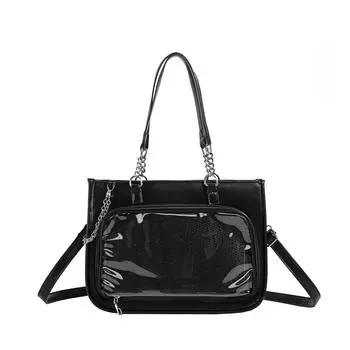 Сумка для еды через плечо, модная маленькая сумка через плечо, черная, для учеников младших и старших классов, прозрачная сумка для бара