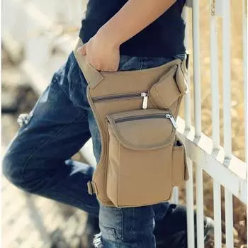 Сумка для езды на мотоцикле, переносная поясная сумка-мессенджер, повседневная, холщовая, с заниженной талией, многоразовая чёрный