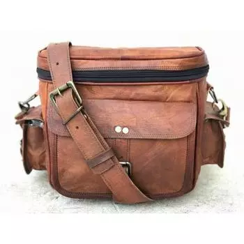 Сумка для фотоаппарата 11 дюймов, винтажная сумка-мессенджер, лучший бренд из козьей кожи на плечо 8 x 11 x 4 in коричневый