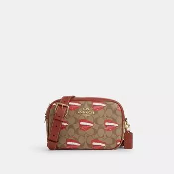 Сумка для фотоаппарата Coach Coach X Tom Wesselmann Jamie из канвы Signature, золотистого, хаки, терракотового цвета