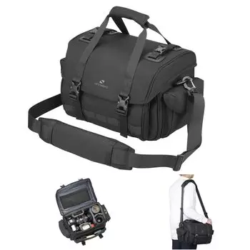 Сумка для фотокамеры Hakuba Ridge Shoulder Bag 10 AZ Black Хранится горизонтально с прикрепленным телеобъективом Большая вместимость Возможность установки на штатив Квадратный дизайн, который