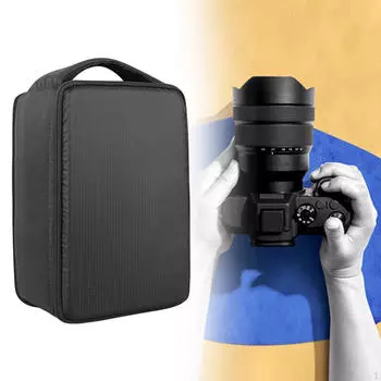 Сумка для фотокамеры из полиэстера для фотографов, подарки, ударопрочный, внутреннее хранение чёрный