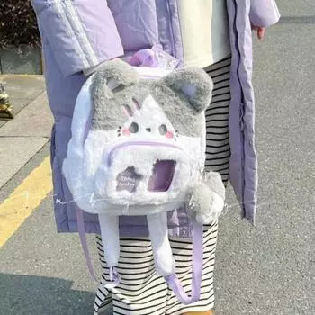 Сумка для фотокарточек в стиле преппи-айдол Itabag Rabbit Plush, креативная сумка на плечо с милым котом, женский рюкзак Pink-Cat