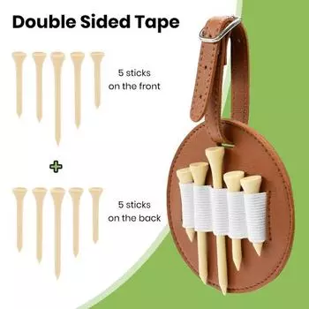 Сумка для футболок для гольфа, сумка из искусственной кожи на талии, подвесная для хранения шипов для гольфа, легкий портативный карман для уличной футболки для гольфа с пряжкой на ремешке Unilateral чёрный