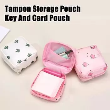 Сумка для гигиенических прокладок с мультяшным принтом, переносная застежка-молния, подвесное кольцо для девочек, сумка для хранения гигиенических прокладок, кошелек для монет, органайзер для ювелирных изделий A