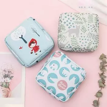 Сумка для гигиенических салфеток Компактные школьные принадлежности Яркий цвет Сумка для гигиенических салфеток с милыми животными Удобный косметический органайзер E