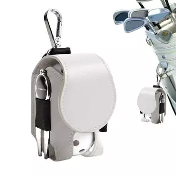 Сумка для гольфа на пояс из искусственной кожи, чехол для гольфа, переносная сумка-держатель для гольфа, сумка для хранения мячей для гольфа, сумка для хранения мячей для гольфа для гольфиста белый