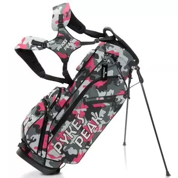 Сумка для гольфа PYKES PEAK Caddy Bag Stand Type 47 дюймов [легкая, 2,2 кг / 9,0 / совместимая] 6-секционная женская мужская [CAMOULIGHTPINK]