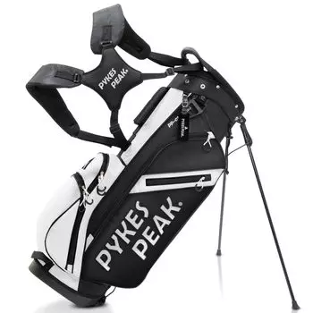 Сумка для гольфа PYKES PEAK Caddy Bag Stand Type 47 дюймов, 6 отделений [легкая, 2,2 кг / 9,0 / совместимая] женская и мужская [ЧЕРНО-БЕЛАЯ]