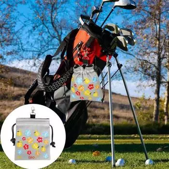 Сумка для гольфа с затягивающимся шнурком, сумка для хранения мячей для гольфа, зеленая сумка для хранения вилок, портативный аксессуар для гольфа для любителей гольфа белый