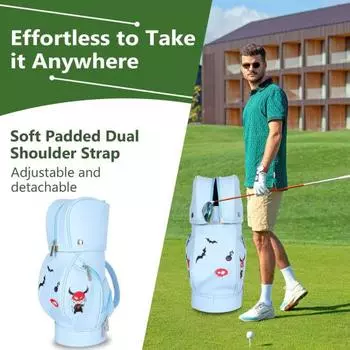 Сумка для гольфа Yousheng, сумка для хранения мячей для гольфа из искусственной кожи, органайзер для мини-гольфа для любителей гольфа и новичков. небесно-голубой