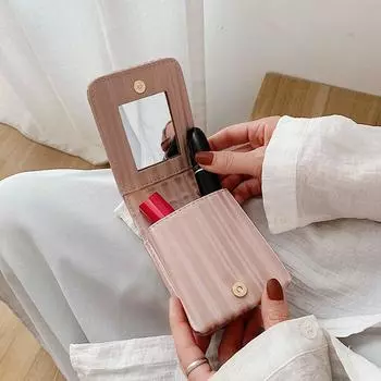 Сумка для губной помады из искусственной кожи Коробка для хранения помады Мини-косметичка Портативная дорожная сумка