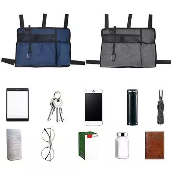 Сумка для ходунков с несколькими карманами, подлокотник, боковая сумка для хранения, складные ходунки для взрослых, DE серый