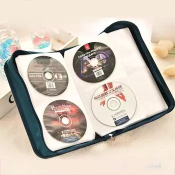 Сумка для хранения 128 CD/DVD Blu-ray дисков из мерсеризованной ткани 12 transparent pieces