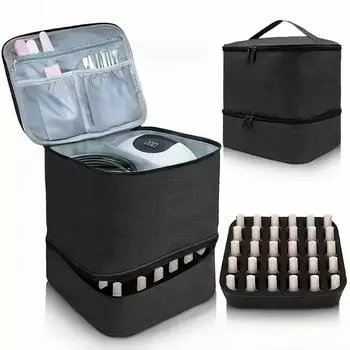 Сумка для хранения эфирного масла для лака для ногтей, портативная двухслойная косметичка, водонепроницаемая, высококачественная сумка для хранения серый