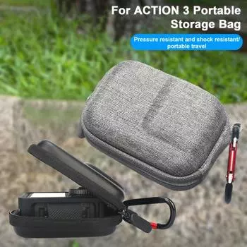 Сумка для хранения экшн-камеры с жестким корпусом, ударопрочная, с застежкой-молнией для камеры чёрный