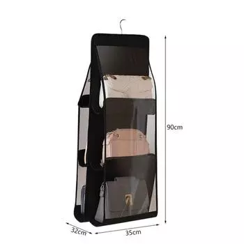 Сумка для хранения артефактов, пылезащитная крышка, дверца за сумкой, подвесная полка для хранения, сумка для хранения в общежитии, органайзер 6grids чёрный