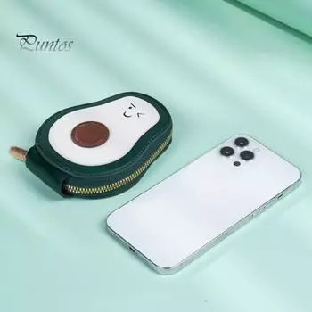 Сумка для хранения авокадо мультяшный кошелек держатель для монет застежка-молния водонепроницаемый компактный размер портативный держатель для карт кошелек для монет зелёный