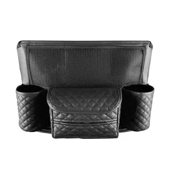 Сумка для хранения автомобильного сиденья из искусственной кожи, средний ящик для автомобильного сиденья, подвесной карман для хранения, держатель для сумочки, салфетки, напитка бежевый