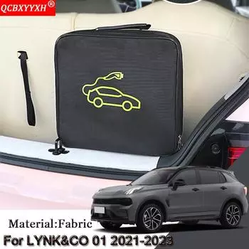 Сумка для хранения автомобильного зарядного кабеля для электромобилей для LYNK & CO 01 2021 2022 2023, розетки для зарядных устройств, водонепроницаемый огнезащитный аксессуар чёрный