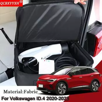 Сумка для хранения автомобильного зарядного кабеля EV для Volkswagen ID.4 ID4 2020-2022 2023, розетки для зарядных устройств, водонепроницаемые, огнезащитные чёрный