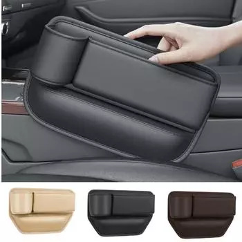 Сумка для хранения автомобильных сидений, ящик для хранения боковых щелей автомобильного сиденья, органайзер, наполнитель зазоров с держателем для бутылок, универсальная искусственная кожа Driver seat коричневый