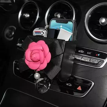 Сумка для хранения автомобиля Camellia Diamond Crystal Pearl, подвесной органайзер для приборной панели, держатель для очков и телефона, автомобильные аксессуары чёрный