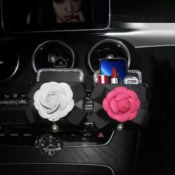 Сумка для хранения автомобиля Camellia Diamond Crystal Pearl, подвесной органайзер для приборной панели, держатель для очков и телефона, автомобильные аксессуары чёрный